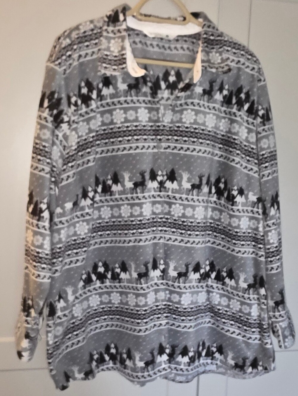 Lee Riders Womens Fleece Shirt 2x/ Black Gray White Fair Isle